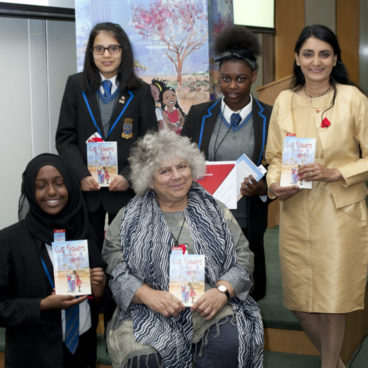 Miriam Margolyes, Aneeta Prem , Cut Flowers book launch GEORGE DIXON ACADEMY children