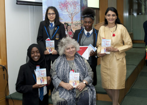 Miriam Margolyes, Aneeta Prem , Cut Flowers book launch GEORGE DIXON ACADEMY children