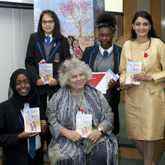 Miriam Margolyes, Aneeta Prem , Cut Flowers book launch GEORGE DIXON ACADEMY children