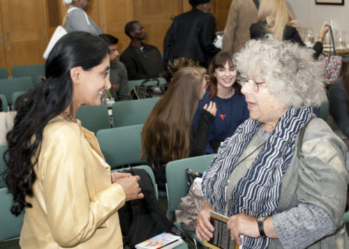 Miriam Margolyes with Aneeta Prem at Cut Flowers book launch House of Commons