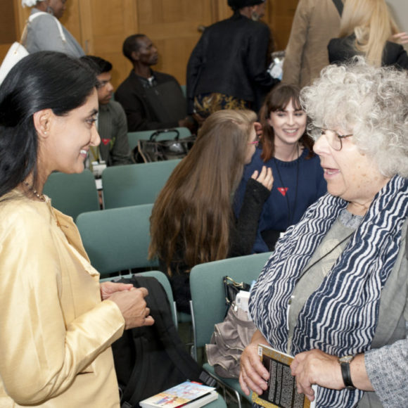 Miriam Margolyes with Aneeta Prem at Cut Flowers book launch House of Commons