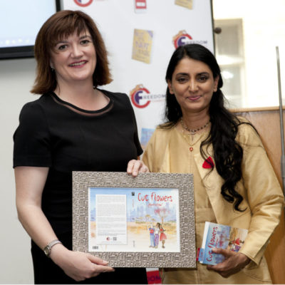 Nicky Morgan MP, Aneeta Prem, cut flowers,